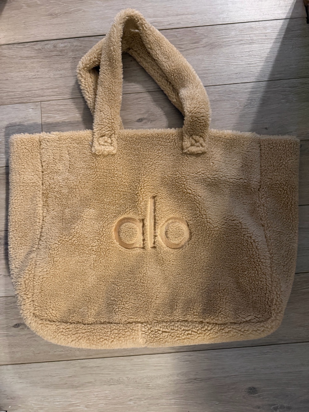 ALO Yoga Tan Sherpa Tote with Embroidered Logo